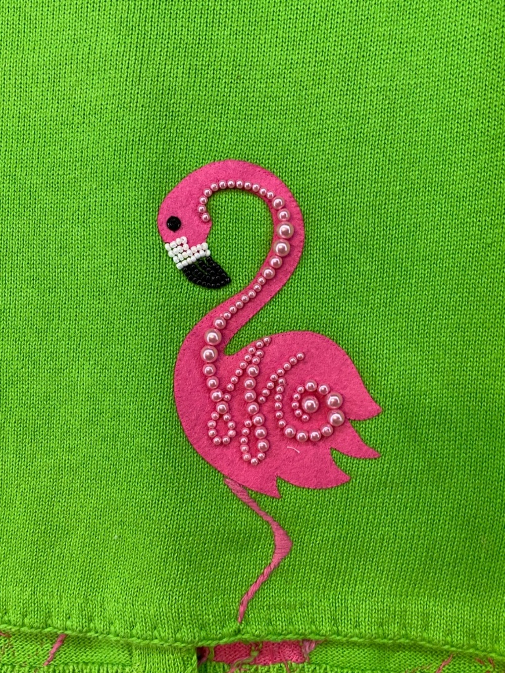 NEW! Vintage Michael Simon Cardigan M • Pink Flamingo • Embellished • 1998 • Art - Picture 9 of 10